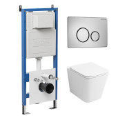 Комплект 3 в 1: Grossman инсталляция 900.K31.01.000+клавиша 700.K31.05.12M.12M хром сатиновый+унитаз GR-4441S