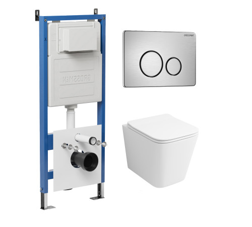 Комплект 3 в 1: Grossman инсталляция 900.K31.01.000+клавиша 700.K31.05.12M.12M хром сатиновый+унитаз GR-4441S