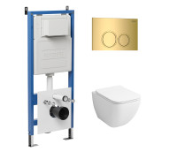 Комплект 3 в 1: Grossman инсталляция 900.K31.01.000+клавиша 700.K31.01.300.300 золото глянцевый+унитаз GR-4447S