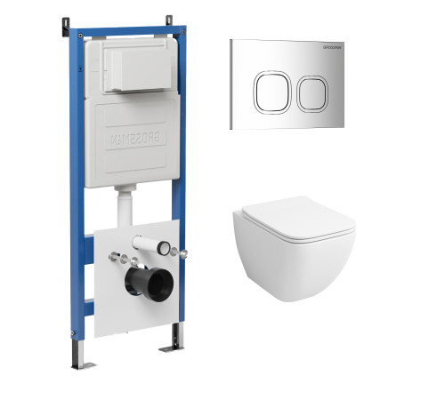 Комплект 3 в 1: Grossman инсталляция 900.K31.01.000+клавиша 700.K31.02.100.100 хром глянцевый+унитаз GR-4447S