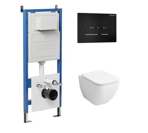 Комплект 3 в 1: Grossman инсталляция 900.K31.01.000+клавиша 700.K31.03.210.210 черный матовый+унитаз GR-4447S