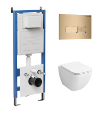 Комплект 3 в 1: Grossman инсталляция 900.K31.01.000+клавиша 700.K31.03.310.310 золото матовый+унитаз GR-4447S