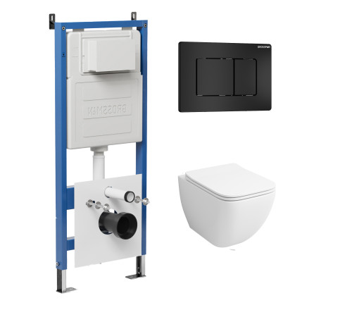 Комплект 3 в 1: Grossman инсталляция 900.K31.01.000+клавиша 700.K31.04.21M.21M черный матовый+унитаз GR-4447S