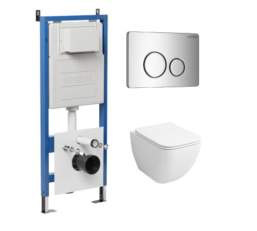 Комплект 3 в 1: Grossman инсталляция 900.K31.01.000+клавиша 700.K31.05.10M.10M хром глянцевый+унитаз GR-4447S