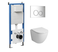 Комплект 3 в 1: Grossman инсталляция 900.K31.01.000+клавиша 700.K31.01.100.100 белый+унитаз GR-4455S