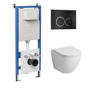 Комплект 3 в 1: Grossman инсталляция 900.K31.01.000+клавиша 700.K31.01.210.210 черный матовый+унитаз GR-4455S