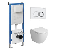 Комплект 3 в 1: Grossman инсталляция 900.K31.01.000+клавиша 700.K31.02.000.000 белый+унитаз GR-4455SQ