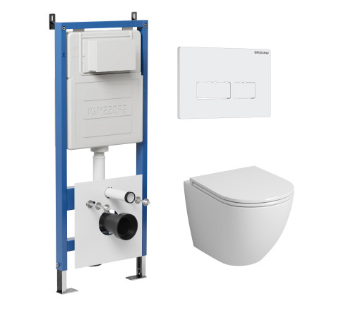 Комплект 3 в 1: Grossman инсталляция 900.K31.01.000+клавиша 700.K31.03.000.000 белый+унитаз GR-4455S