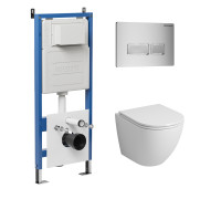 Комплект 3 в 1: Grossman инсталляция 900.K31.01.000+клавиша 700.K31.03.110.110 хром матовый+унитаз GR-4455SQ