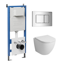 Комплект 3 в 1: Grossman инсталляция 900.K31.01.000+клавиша 700.K31.04.10M.10M хром глянцевый+унитаз GR-4455S