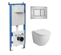 Комплект 3 в 1: Grossman инсталляция 900.K31.01.000+клавиша 700.K31.04.12M.12M хром сатиновый+унитаз GR-4455SQ