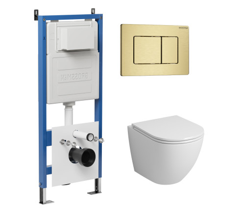 Комплект 3 в 1: Grossman инсталляция 900.K31.01.000+клавиша 700.K31.04.32M.32M золото сатиновый+унитаз GR-4455SQ