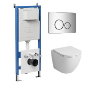 Комплект 3 в 1: Grossman инсталляция 900.K31.01.000+клавиша 700.K31.05.10M.10M хром глянцевый+унитаз GR-4455S