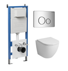 Комплект 3 в 1: Grossman инсталляция 900.K31.01.000+клавиша 700.K31.05.10M.10M хром глянцевый+унитаз GR-4455S