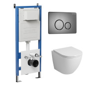 Комплект 3 в 1: Grossman инсталляция 900.K31.01.000+клавиша 700.K31.05.42M.42M графит сатиновый+унитаз GR-4440BMS