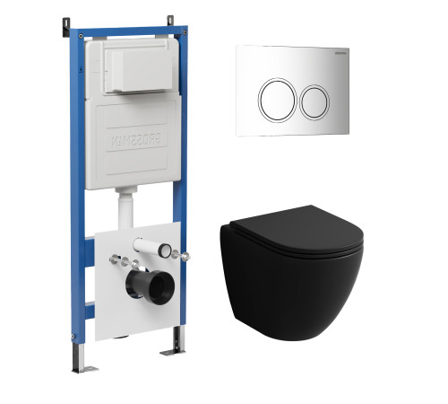 Комплект 3 в 1: Grossman инсталляция 900.K31.01.000+клавиша 700.K31.01.100.100 хром глянцевый+унитаз GR-4455BMS