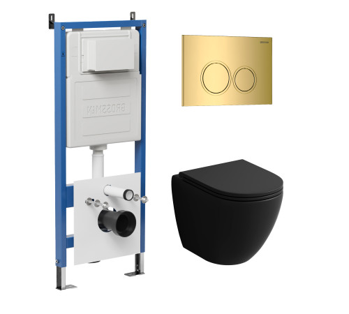 Комплект 3 в 1: Grossman инсталляция 900.K31.01.000+клавиша 700.K31.01.300.300 золото глянцевый+унитаз GR-4455BMS