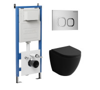 Комплект 3 в 1: Grossman инсталляция 900.K31.01.000+клавиша 700.K31.02.110.110 хром матовый+унитаз GR-4455BMSQ