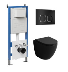 Комплект 3 в 1: Grossman инсталляция 900.K31.01.000+клавиша 700.K31.02.210.210 черный матовый+унитаз GR-4455BMS