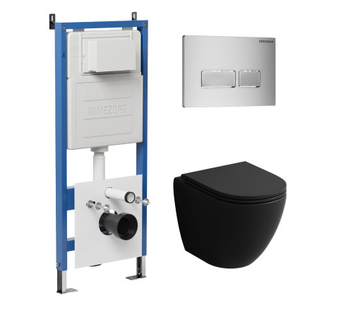 Комплект 3 в 1: Grossman инсталляция 900.K31.01.000+клавиша 700.K31.03.110.110 хром матовый+унитаз GR-4455BMS