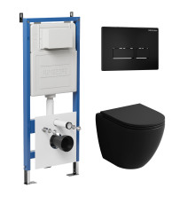 Комплект 3 в 1: Grossman инсталляция 900.K31.01.000+клавиша 700.K31.03.210.210 черный матовый+унитаз GR-4455BMS