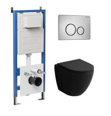 Комплект 3 в 1: Grossman инсталляция 900.K31.01.000+клавиша 700.K31.05.12M.12M хром сатиновый+унитаз GR-4455BMS