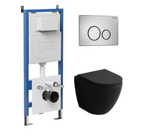 Комплект 3 в 1: Grossman инсталляция 900.K31.01.000+клавиша 700.K31.05.12M.12M хром сатиновый+унитаз GR-4455BMS