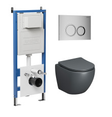 Комплект 3 в 1: Grossman инсталляция 900.K31.01.000+клавиша 700.K31.01.110.110 хром матовый+унитаз GR-4455GMS