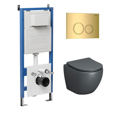 Комплект 3 в 1: Grossman инсталляция 900.K31.01.000+клавиша 700.K31.01.300.300золото глянцевый+унитаз GR-4455GMS