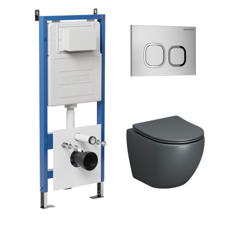 Комплект 3 в 1: Grossman инсталляция 900.K31.01.000+клавиша 700.K31.02.110.110 хром матовый+унитаз GR-4455GMS