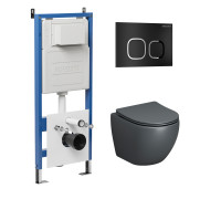 Комплект 3 в 1: Grossman инсталляция 900.K31.01.000+клавиша 700.K31.02.210.210 черный матовый+унитаз GR-4455GMS