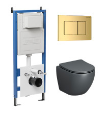 Комплект 3 в 1: Grossman инсталляция 900.K31.01.000+клавиша 700.K31.04.30M.30M золото глянцевый+унитаз GR-4455GMS