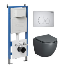 Комплект 3 в 1: Grossman инсталляция 900.K31.01.000+клавиша 700.K31.05.01M.01M белый матовый+унитаз GR-4455GMS