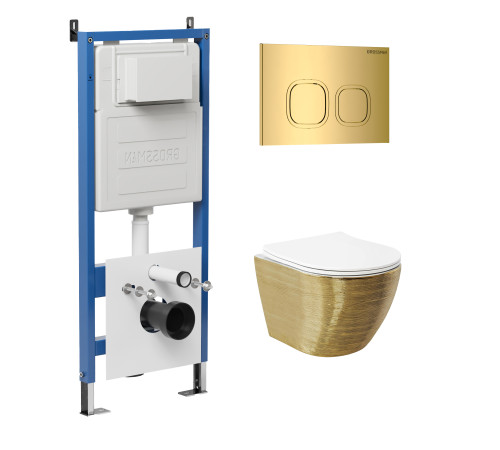 Комплект 3 в 1: Grossman инсталляция 900.K31.01.000+клавиша 700.K31.02.300.300 золото глянцевый+унитаз GR-4455GWS