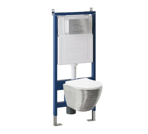 Комплект 3 в 1: Grossman инсталляция 900.K31.01.000+клавиша 700.K31.02.110.110 хром матовый+унитаз GR-4455SWS