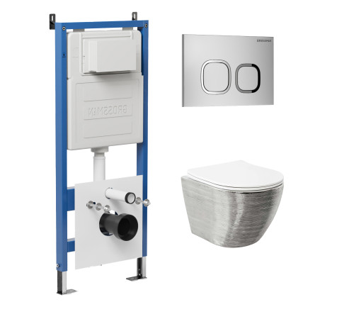 Комплект 3 в 1: Grossman инсталляция 900.K31.01.000+клавиша 700.K31.02.110.110 хром матовый+унитаз GR-4455SWS