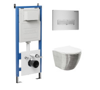 Комплект 3 в 1: Grossman инсталляция 900.K31.01.000+клавиша 700.K31.03.110.110 хром матовый+унитаз GR-4455SWS