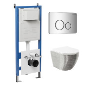 Комплект 3 в 1: Grossman инсталляция 900.K31.01.000+клавиша 700.K31.05.10M.10M хром глянцевый+унитаз GR-4455SWS