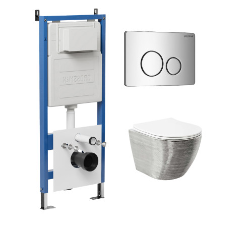 Комплект 3 в 1: Grossman инсталляция 900.K31.01.000+клавиша 700.K31.05.10M.10M хром глянцевый+унитаз GR-4455SWS