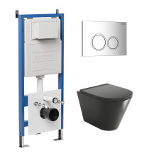 Комплект 3 в 1: Grossman инсталляция 900.K31.01.000+клавиша 700.K31.01.100.100 хром глянцевый+унитаз GR-4477BMS