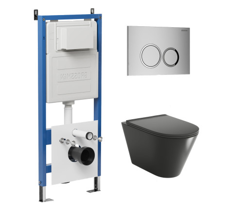 Комплект 3 в 1: Grossman инсталляция 900.K31.01.000+клавиша 700.K31.01.110.110 хром матовый+унитаз GR-4477BMS