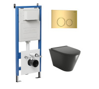 Комплект 3 в 1: Grossman инсталляция 900.K31.01.000+клавиша 700.K31.01.300.300 золото глянцевый+унитаз GR-4477BMS