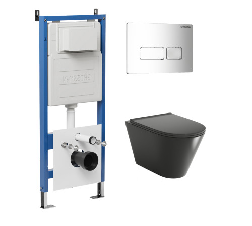 Комплект 3 в 1: Grossman инсталляция 900.K31.01.000+клавиша 700.K31.03.100.100 хром глянцевый+унитаз GR-4477BMS