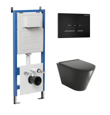Комплект 3 в 1: Grossman инсталляция 900.K31.01.000+клавиша 700.K31.03.210.210 черный матовый+унитаз GR-4477BMS