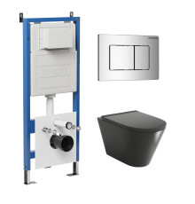 Комплект 3 в 1: Grossman инсталляция 900.K31.01.000+клавиша 700.K31.04.10M.10M хром глянцевый+унитаз GR-4477BMS