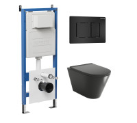 Комплект 3 в 1: Grossman инсталляция 900.K31.01.000+клавиша 700.K31.04.21M.21M черный матовый+унитаз GR-4477BMSQ
