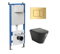 Комплект 3 в 1: Grossman инсталляция 900.K31.01.000+клавиша 700.K31.04.30M.30M золото глянцевый+унитаз GR-4477BMS