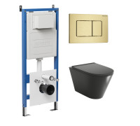 Комплект 3 в 1: Grossman инсталляция 900.K31.01.000+клавиша 700.K31.04.32M.32M золото сатиновый+унитаз GR-4440BMS