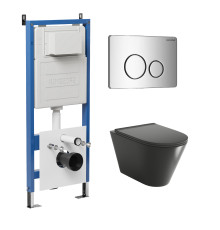 Комплект 3 в 1: Grossman инсталляция 900.K31.01.000+клавиша 700.K31.05.10M.10M хром глянцевый+унитаз GR-4477BMS