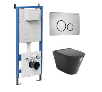 Комплект 3 в 1: Grossman инсталляция 900.K31.01.000+клавиша 700.K31.05.12M.12M хром сатиновый+унитаз GR-4477BMS